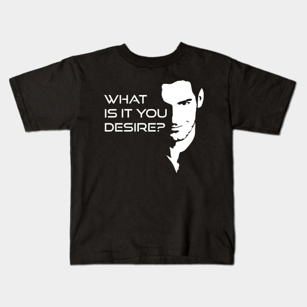 Lucifer Morningstar What Is It You Desire Kids T-Shirt by poppysymon